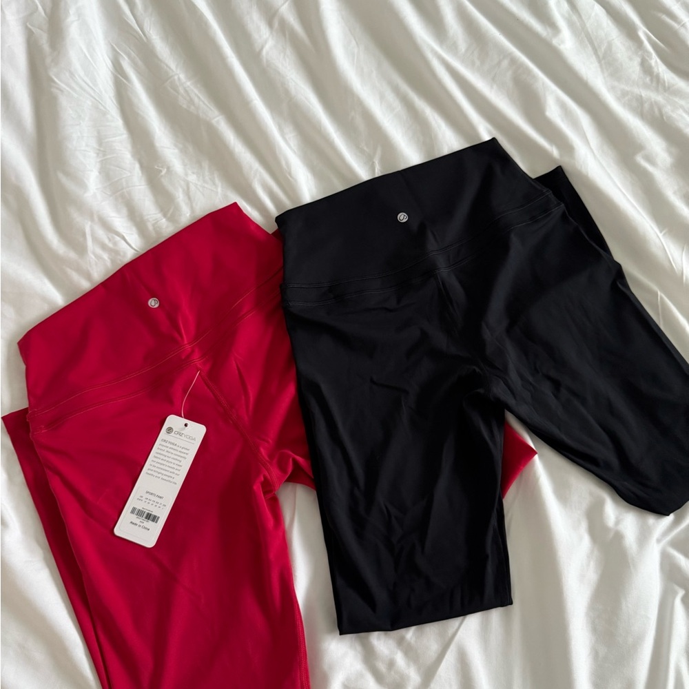 CRZ YOGA Red and Black Leggings
